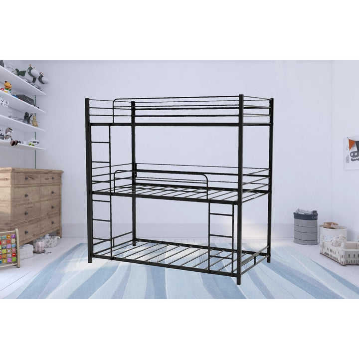 Black Twin Over Twin Over Twin Traditional Bunk Bed Image 11