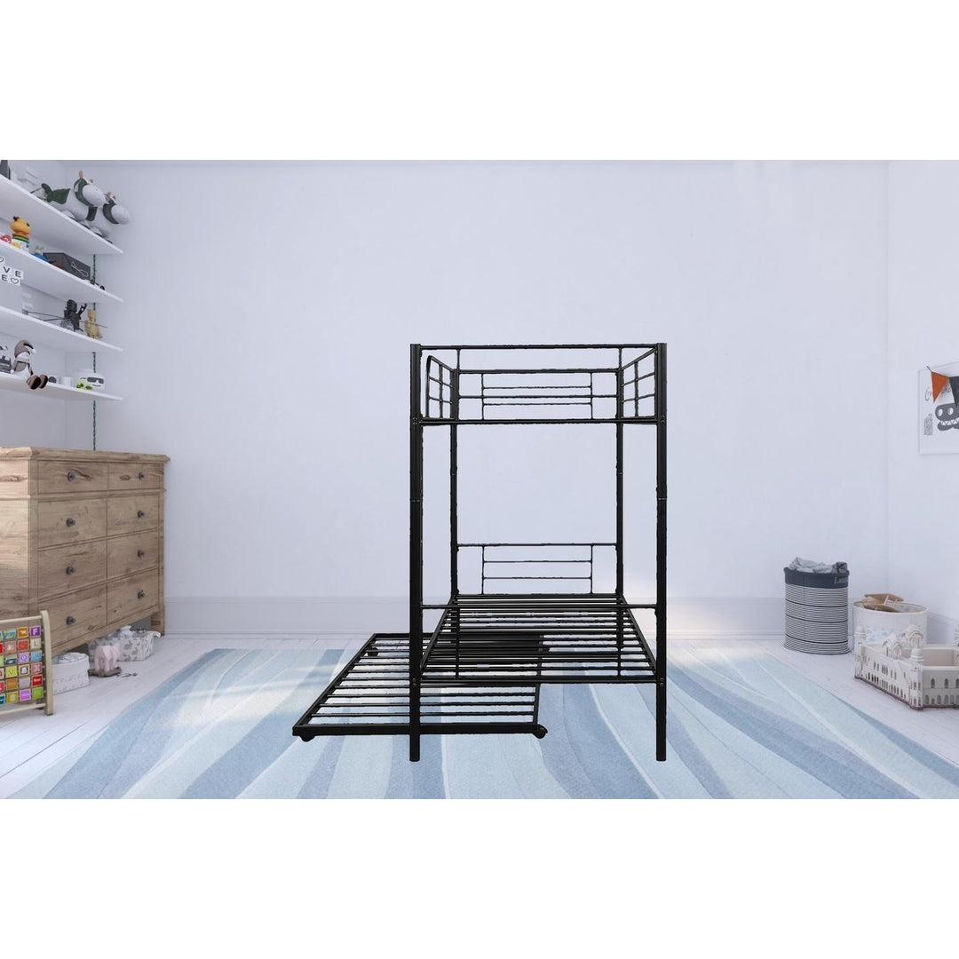 Black Twin over Twin Traditional Steel Bunk Bed Image 11