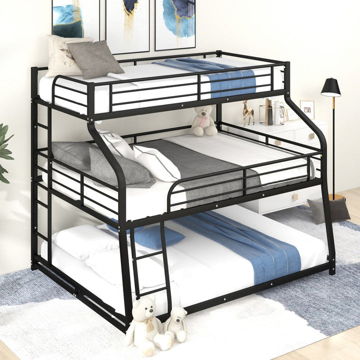 Black Twin XL over Full XL over Queen Size Bunk Bed Image 1