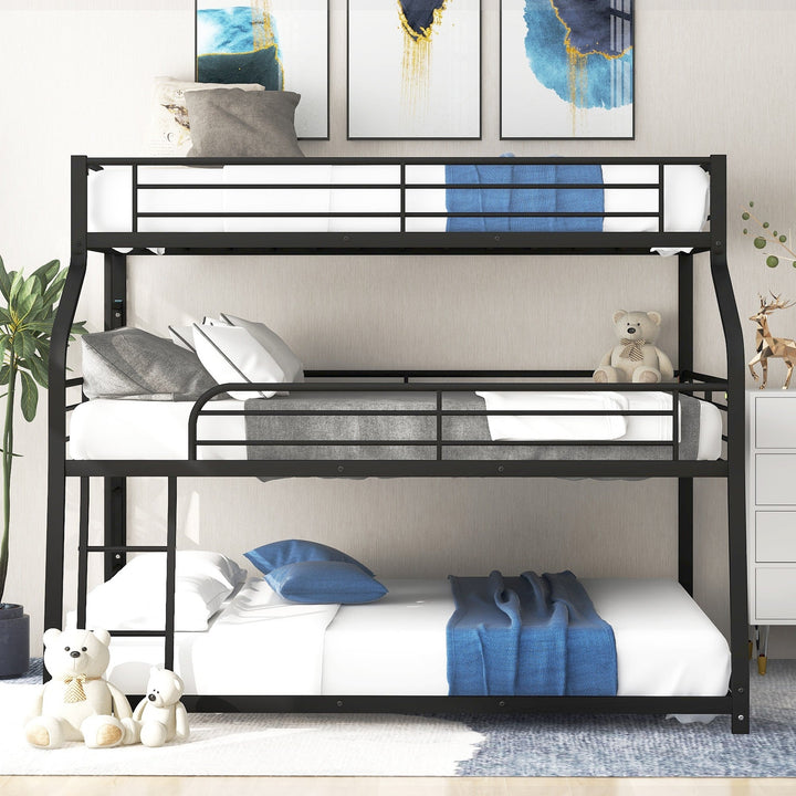 Black Twin XL over Full XL over Queen Size Bunk Bed Image 2