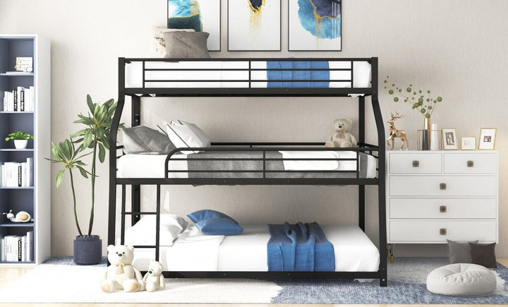 Black Twin XL over Full XL over Queen Size Bunk Bed Image 3