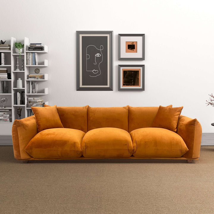 Arlo Burnt Orange Velvet Sofa Image 1