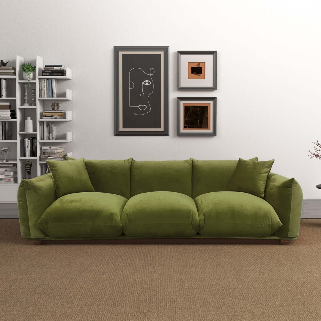 Arlo Olive Green Velvet Sofa Image 1