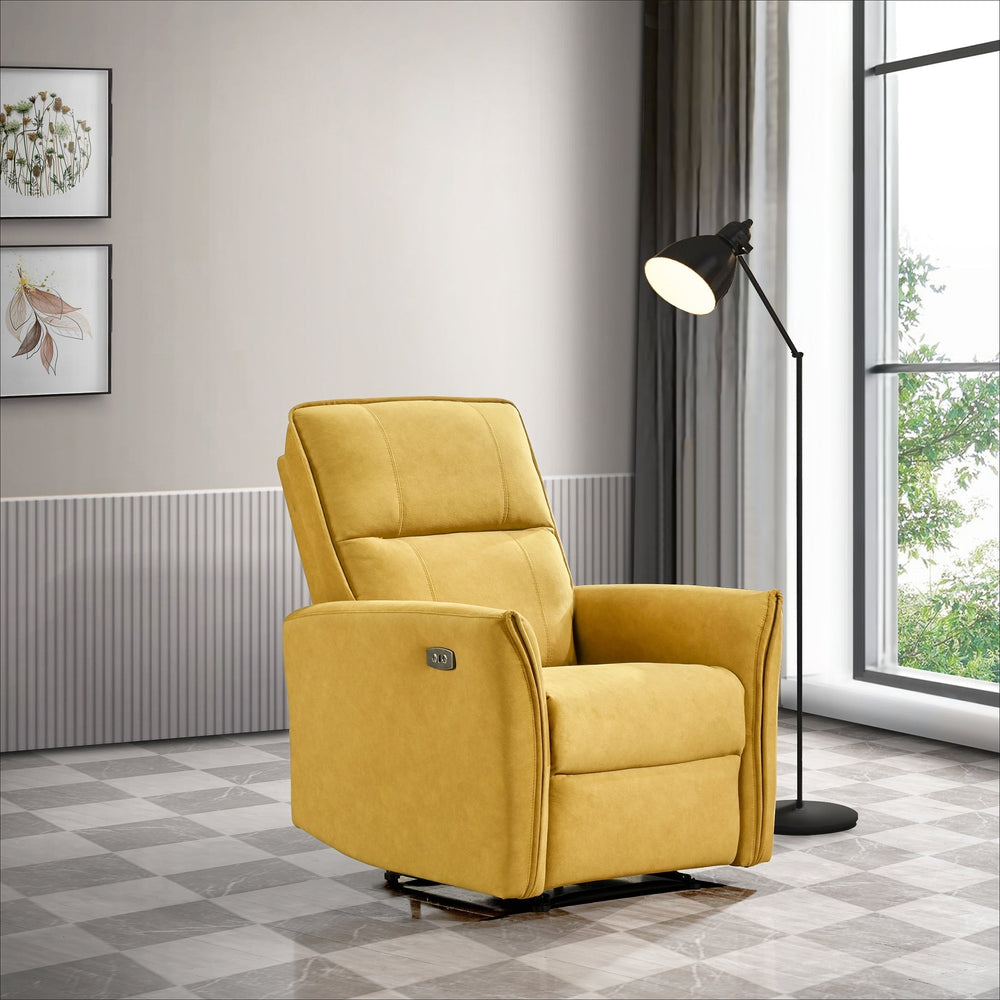 Asheville Dark Yellow Suede Recliner Chair Image 2