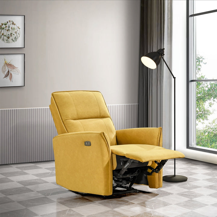 Asheville Dark Yellow Suede Recliner Chair Image 3