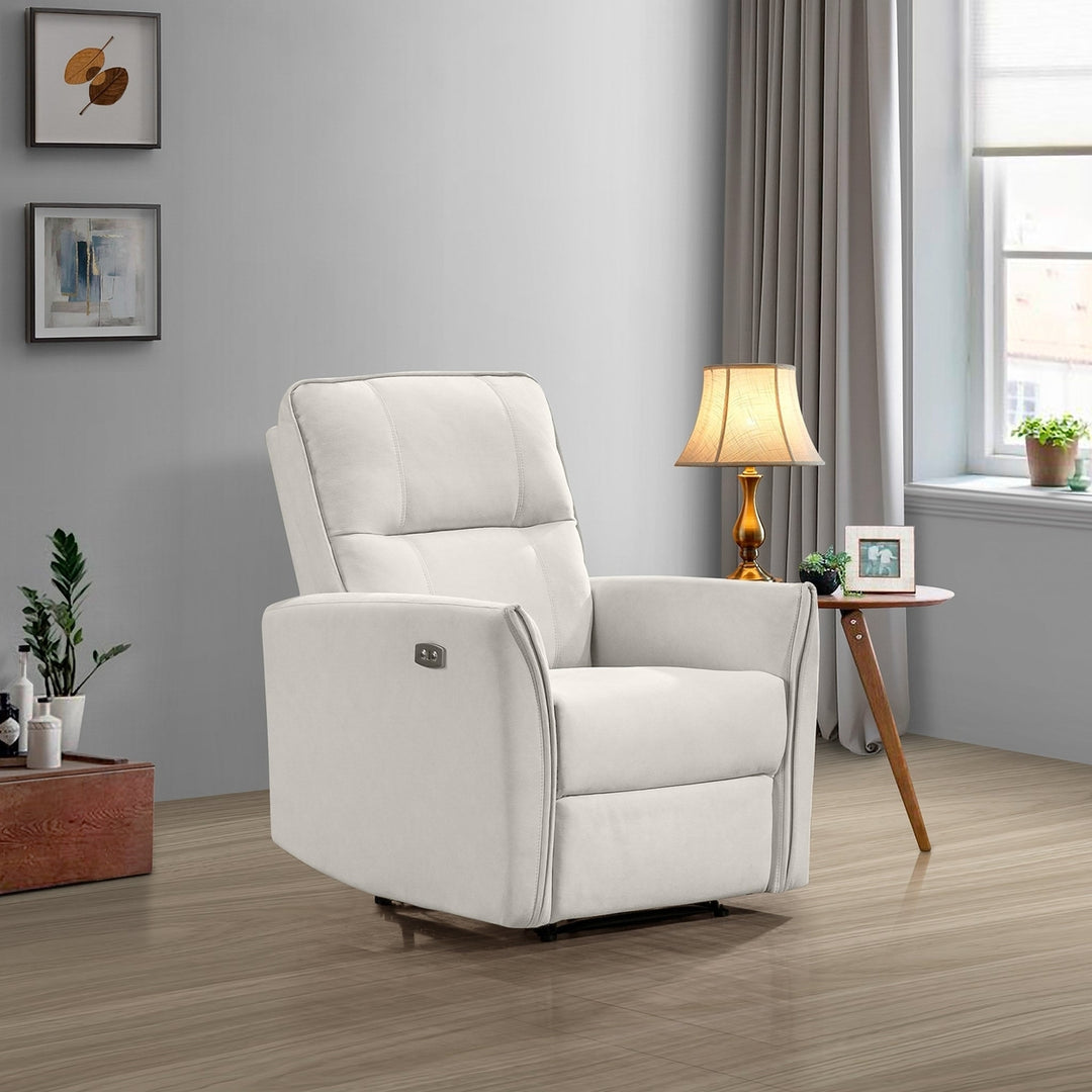 Asheville Cream Suede Recliner Chair Image 8