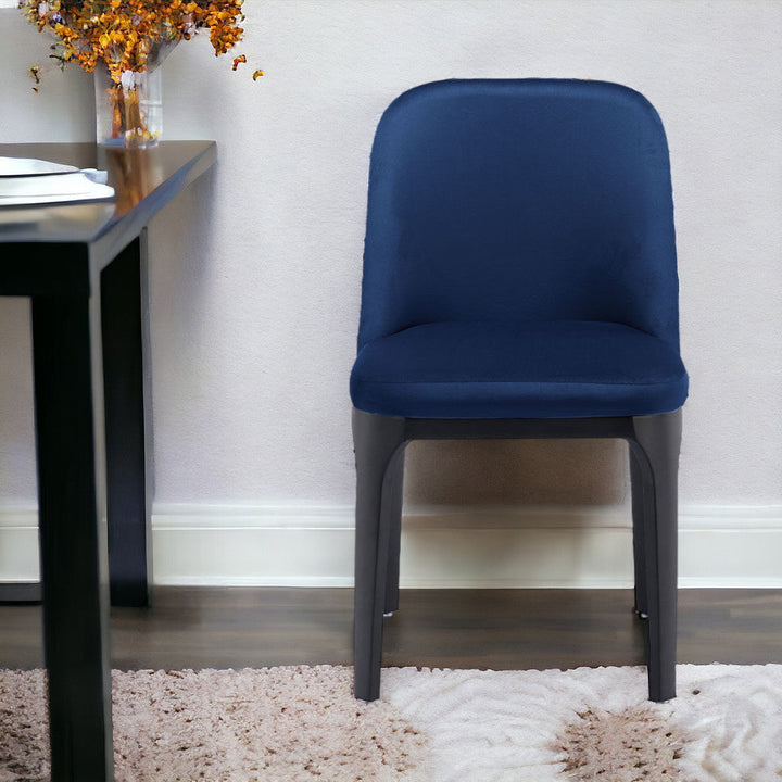 Blue And Black Velvet and Metal Dining Side Chair Image 5