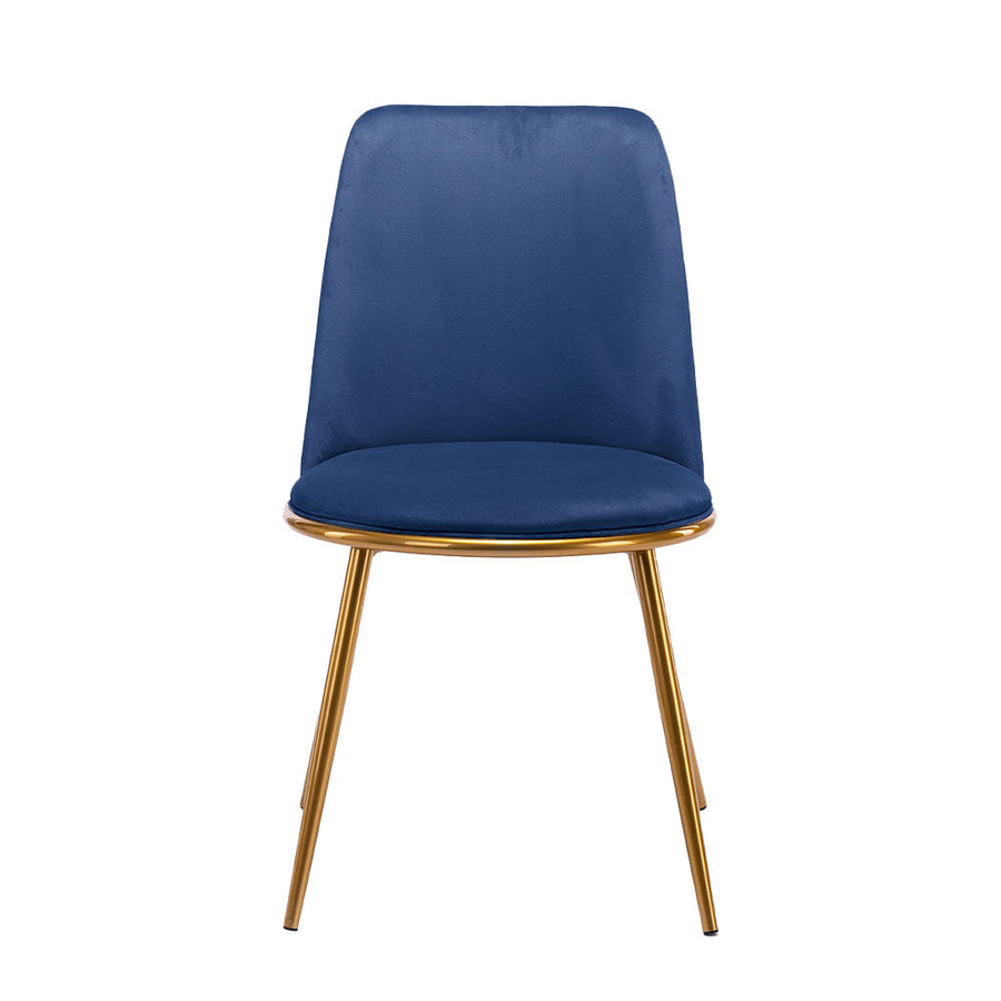 Blue And Gold Velvet and Metal Dining Side Chair Image 1