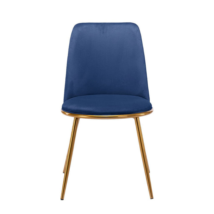 Blue And Gold Velvet and Metal Dining Side Chair Image 8