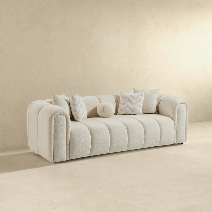 Beatrice Modern Tufted Ivory Boucle Sofa Image 2