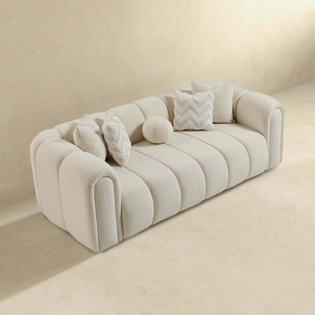 Beatrice Modern Tufted Ivory Boucle Sofa Image 3