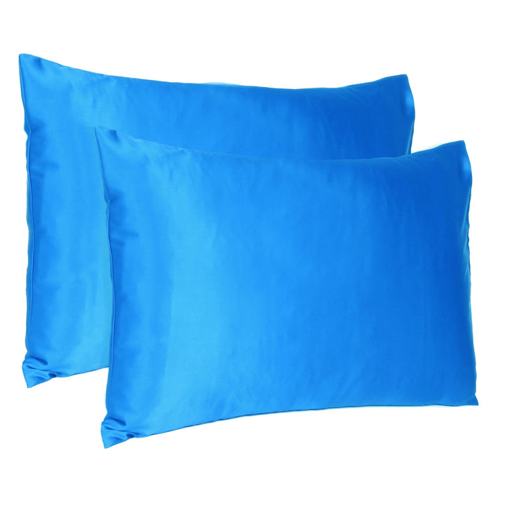 Blue Dreamy Set Of 2 Silky Satin Standard Pillowcases Image 1