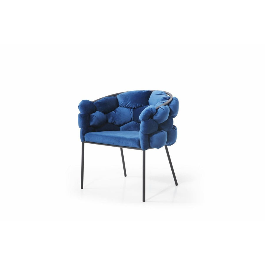 Blue Geo Velvet and Black Velvet Dining Chair Image 1