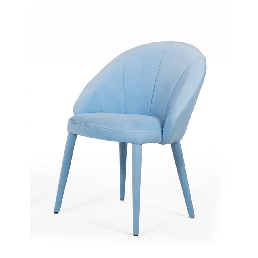 Blue Fabric Wrapped Dining Chair Image 1
