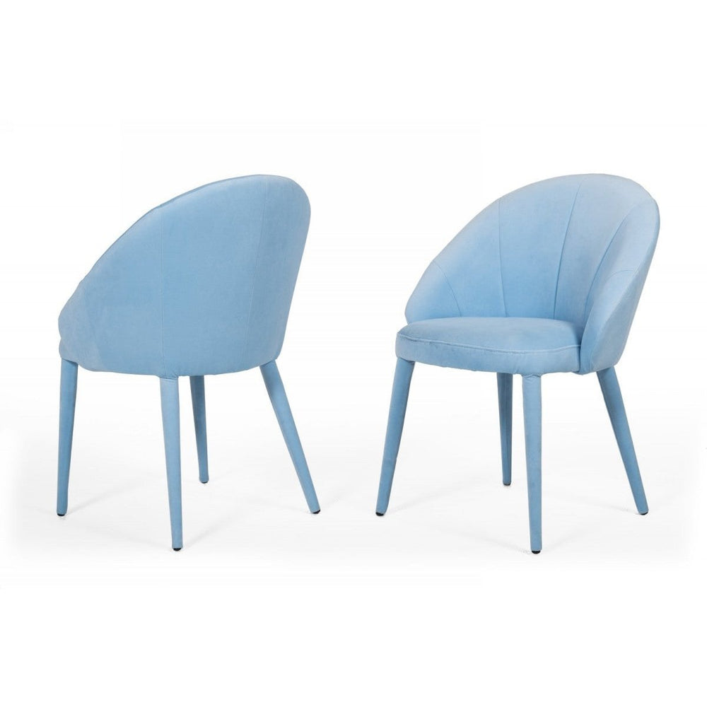 Blue Fabric Wrapped Dining Chair Image 2