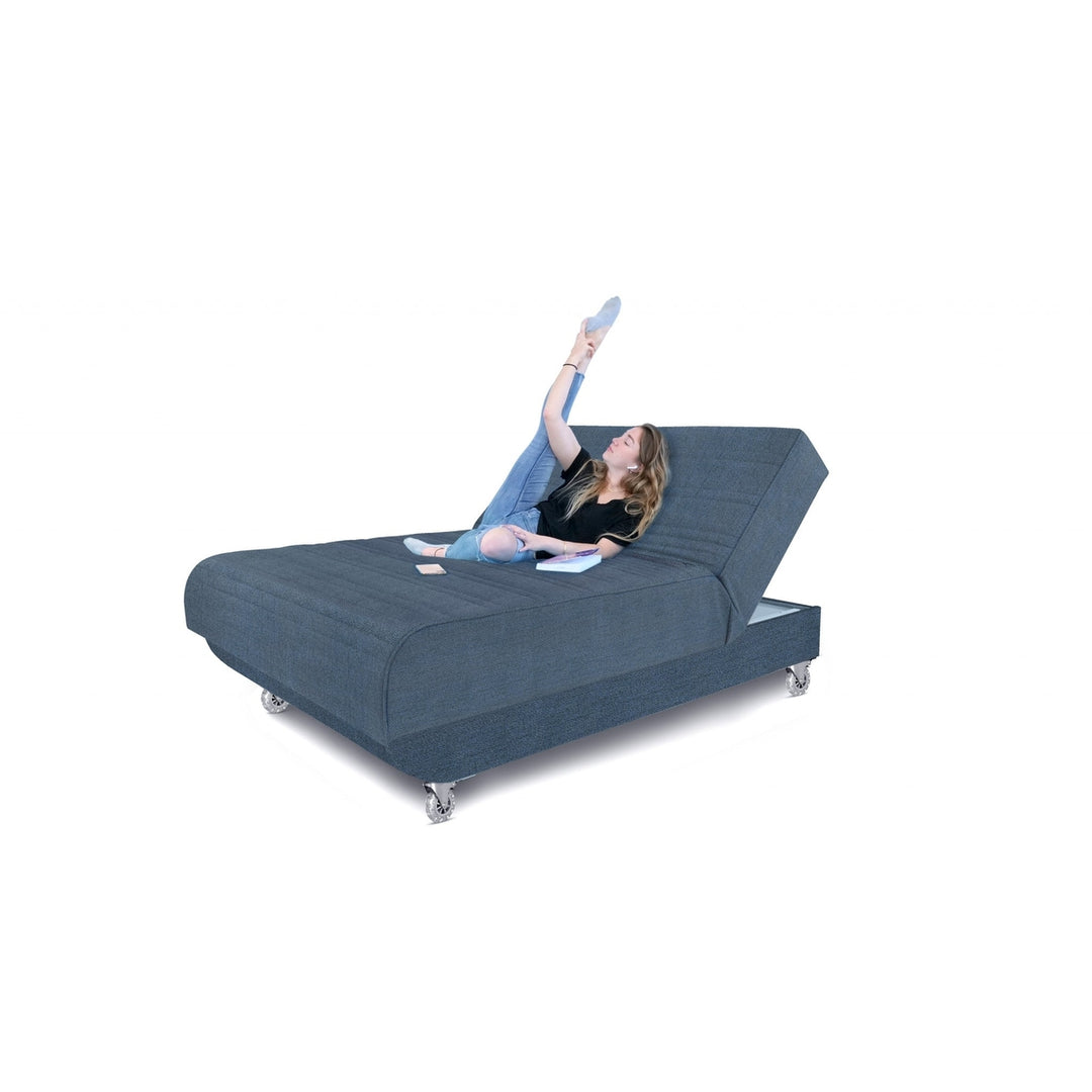 Blue Jeans and Blue Full Adjustable Upholstered Polyester No Bed Frame with Mattress Image 4