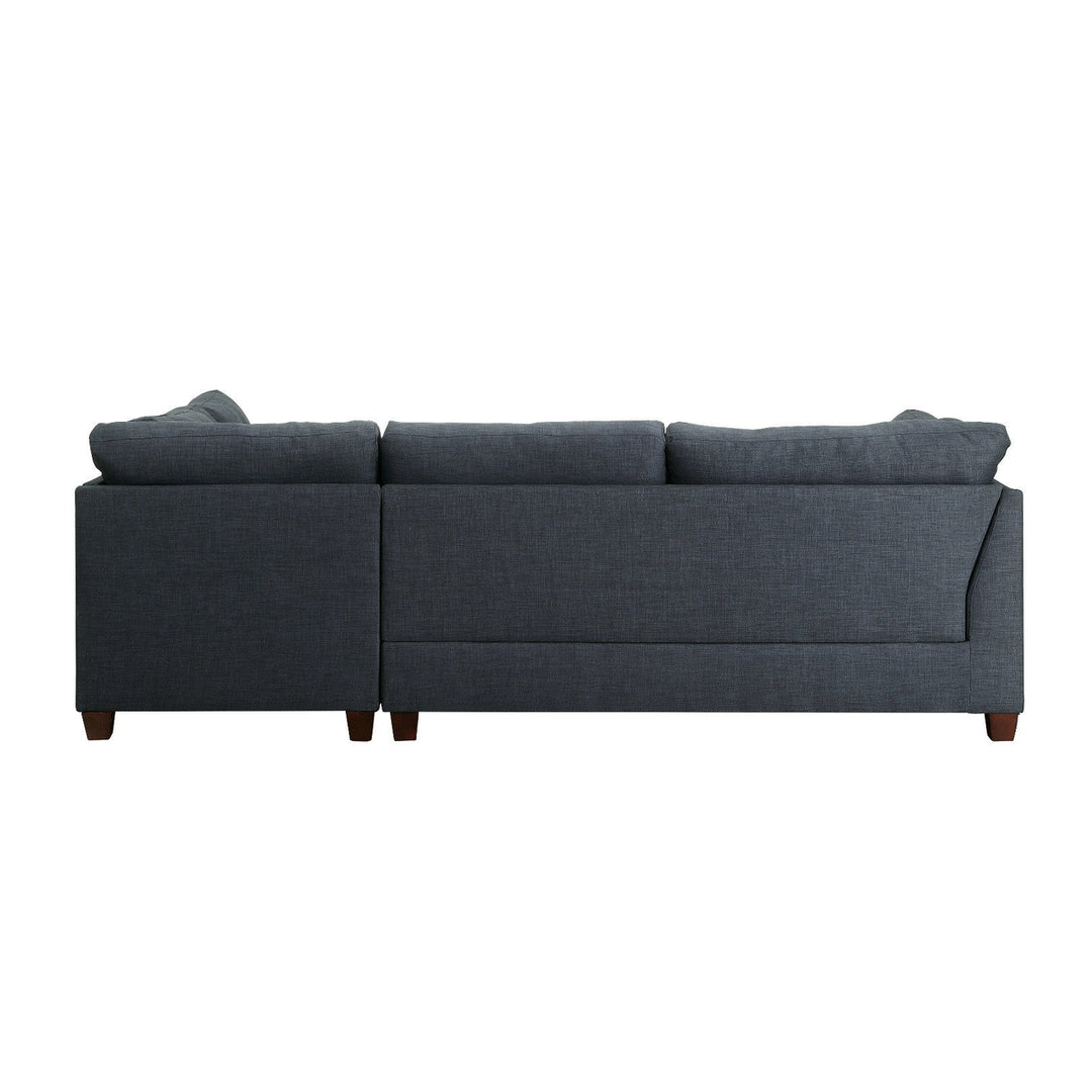 Blue Linen L Shaped Two Piece Sofa and Chaise Image 3