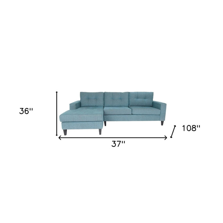 Blue Polyester Blend Stationary L Shaped Two Piece Corner Sectional Image 3