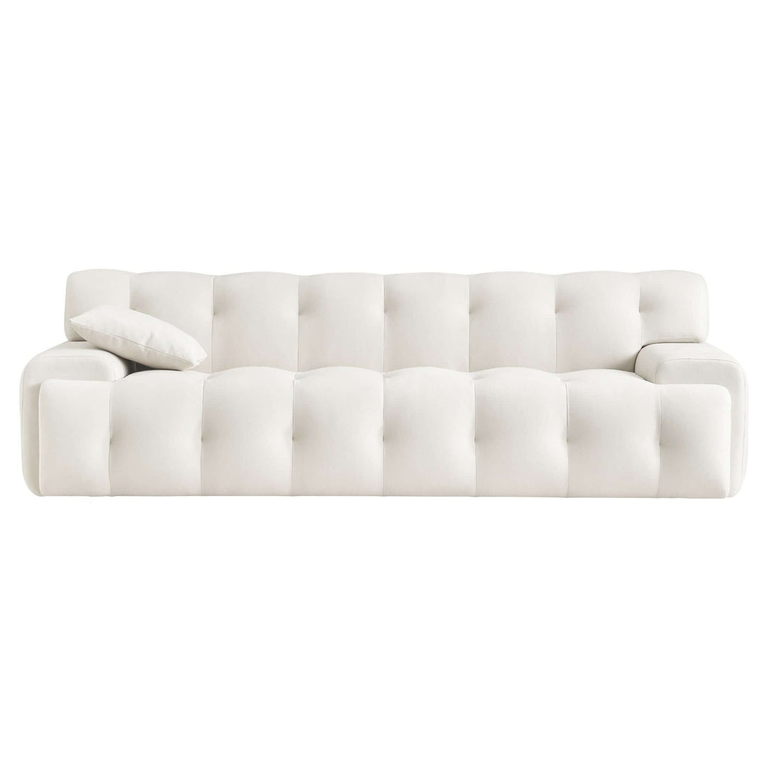 Brampton Mid Century 90 Inch Cream Velvet Sofa Image 1