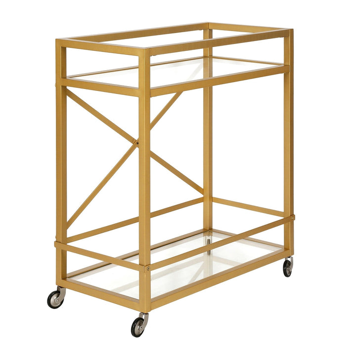 Brass Steel And Glass Rolling Bar Cart Image 1