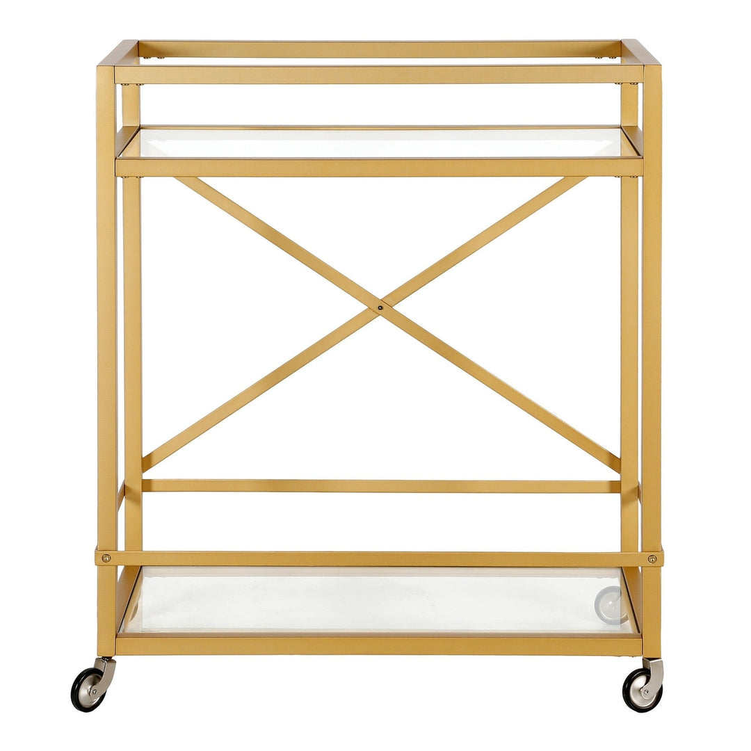 Brass Steel And Glass Rolling Bar Cart Image 3