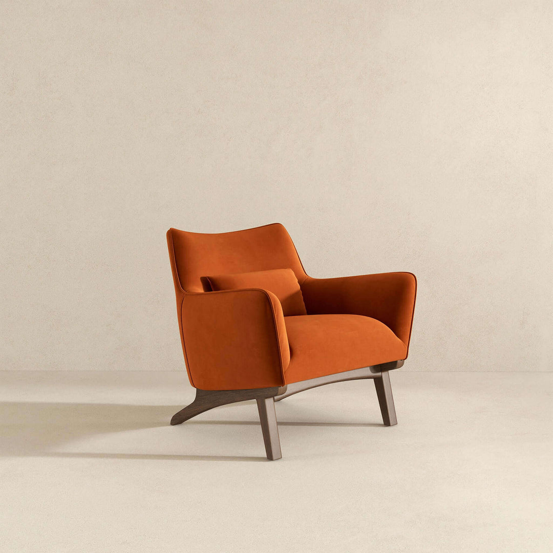 Brayden Mid Century Modern Burnt Orange Velvet Armchair Image 4