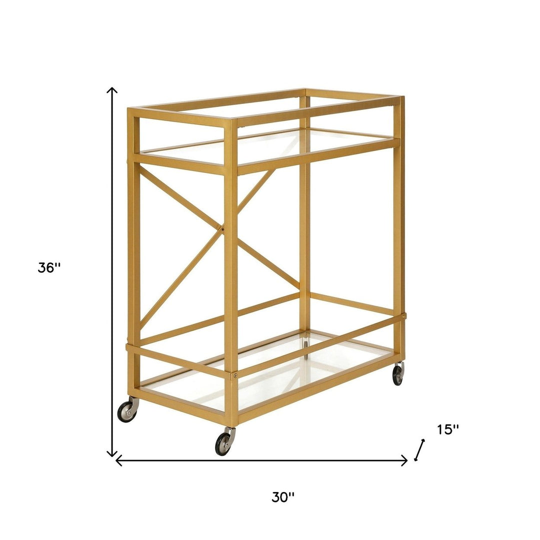 Brass Steel And Glass Rolling Bar Cart Image 8