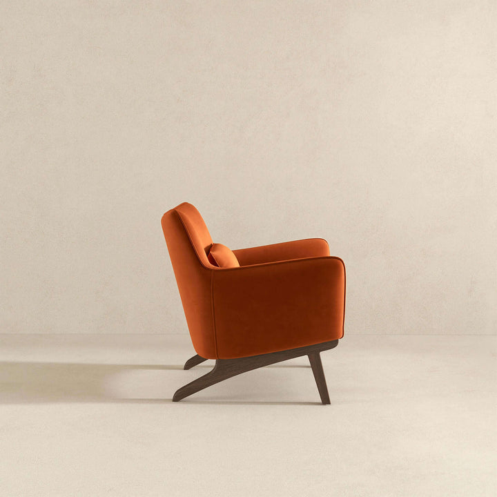 Brayden Mid Century Modern Burnt Orange Velvet Armchair Image 5