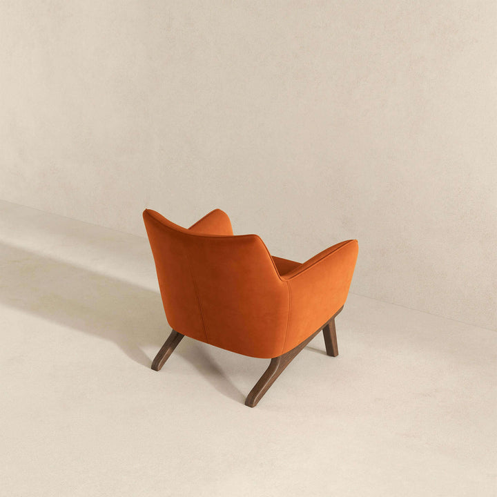 Brayden Mid Century Modern Burnt Orange Velvet Armchair Image 6