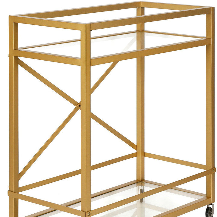 Brass Steel And Glass Rolling Bar Cart Image 10