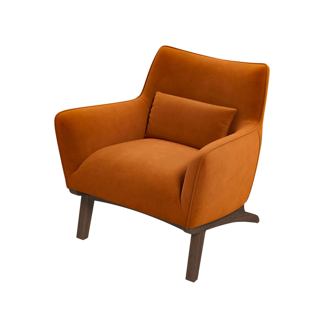 Brayden Mid Century Modern Burnt Orange Velvet Armchair Image 7