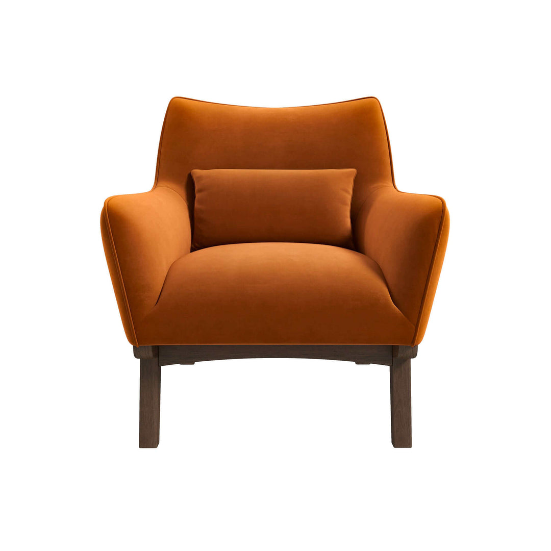 Brayden Mid Century Modern Burnt Orange Velvet Armchair Image 8