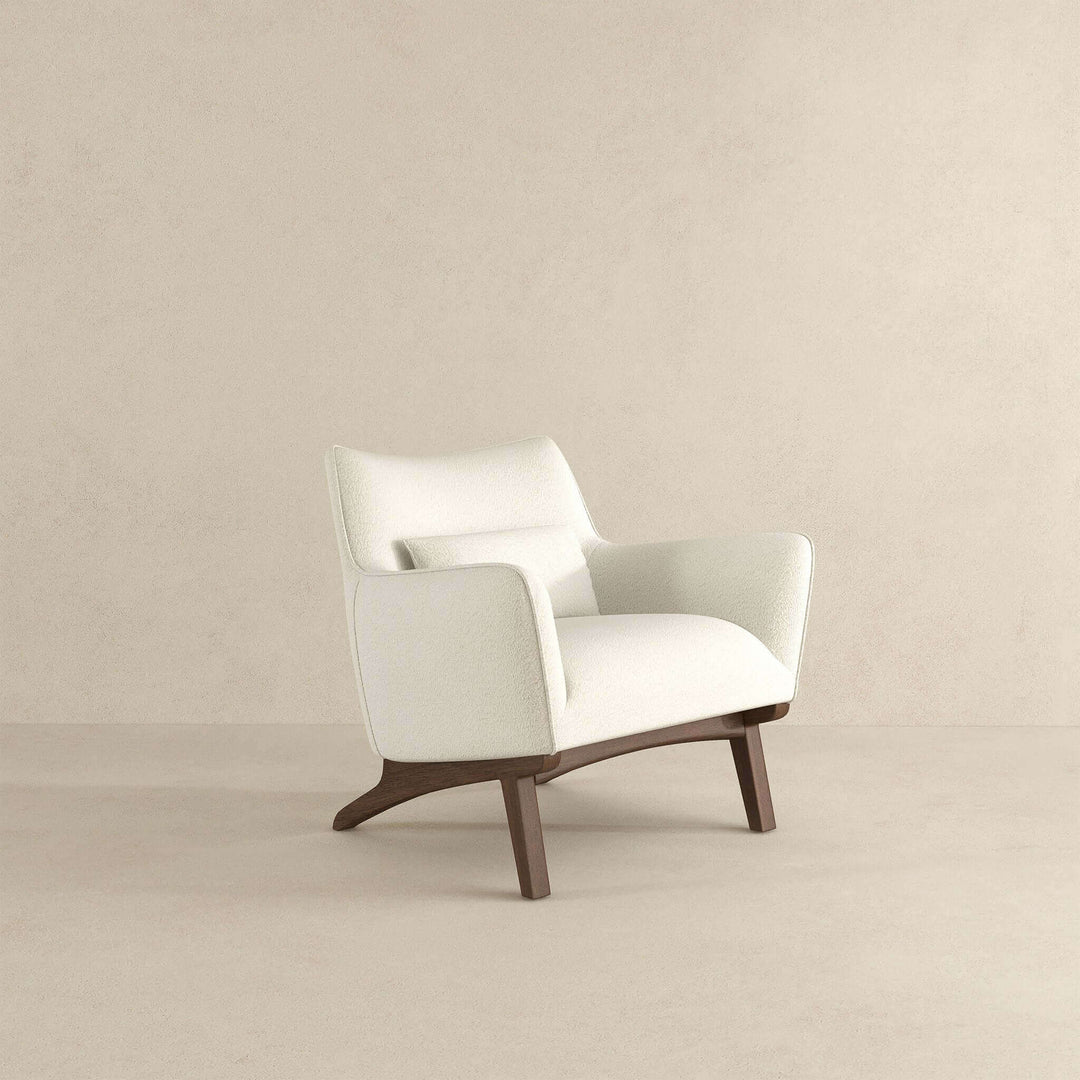 Brayden Mid Century Modern Beige Boucle Armchair Image 4