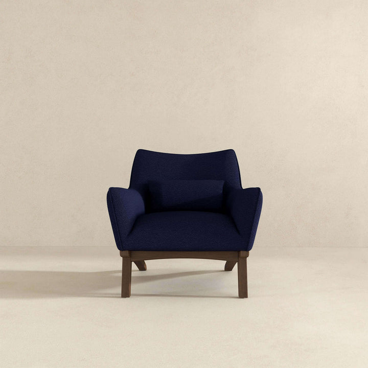 Brayden Mid Century Modern Dark Blue Boucle Armchair Image 3