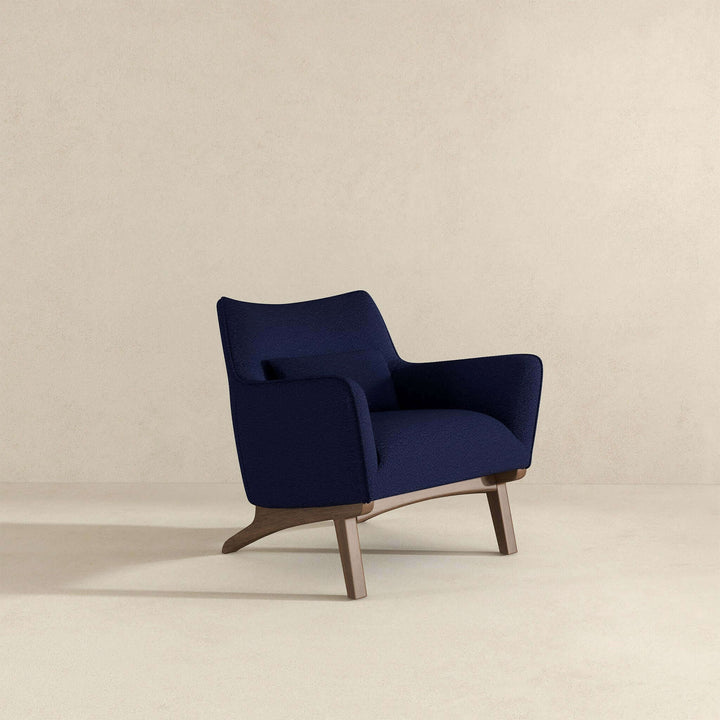 Brayden Mid Century Modern Dark Blue Boucle Armchair Image 4