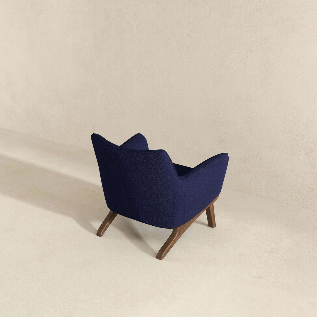 Brayden Mid Century Modern Dark Blue Boucle Armchair Image 6