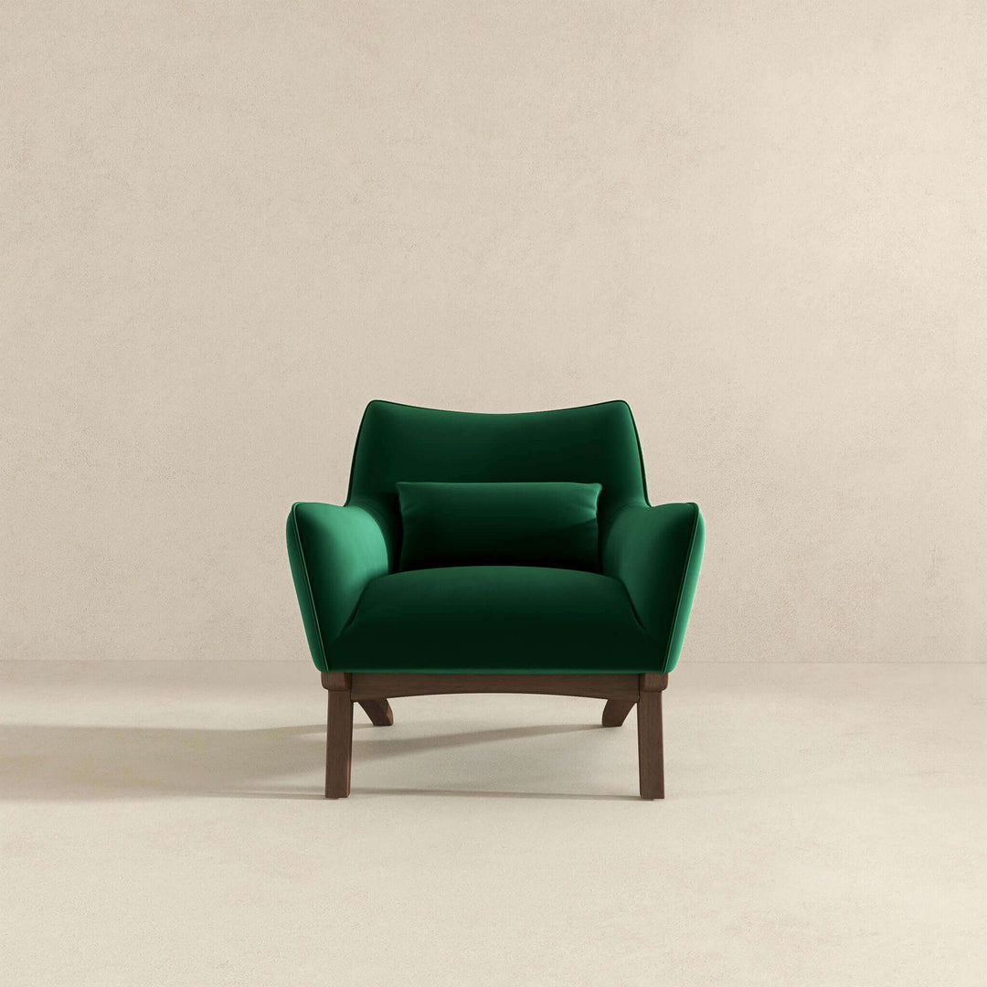 Brayden Mid Century Modern Dark Green Velvet Armchair Image 3