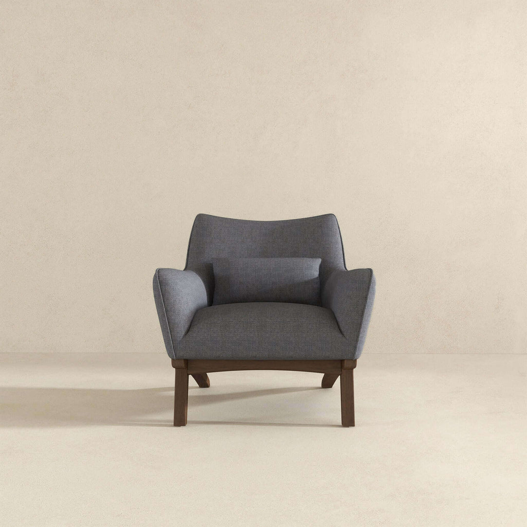 Brayden Mid Century Modern Sea Side Grey Linen Armchair Image 3