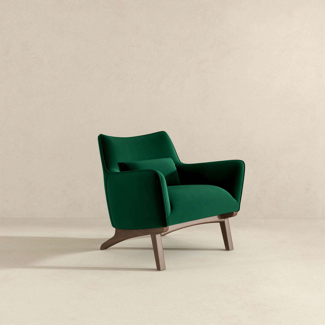 Brayden Mid Century Modern Dark Green Velvet Armchair Image 4