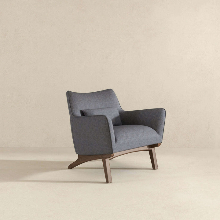 Brayden Mid Century Modern Sea Side Grey Linen Armchair Image 4