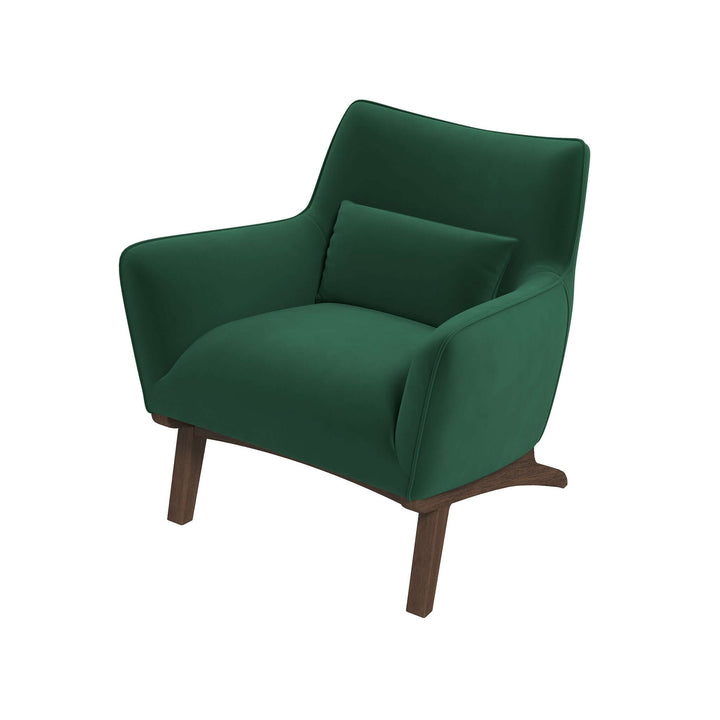 Brayden Mid Century Modern Dark Green Velvet Armchair Image 7