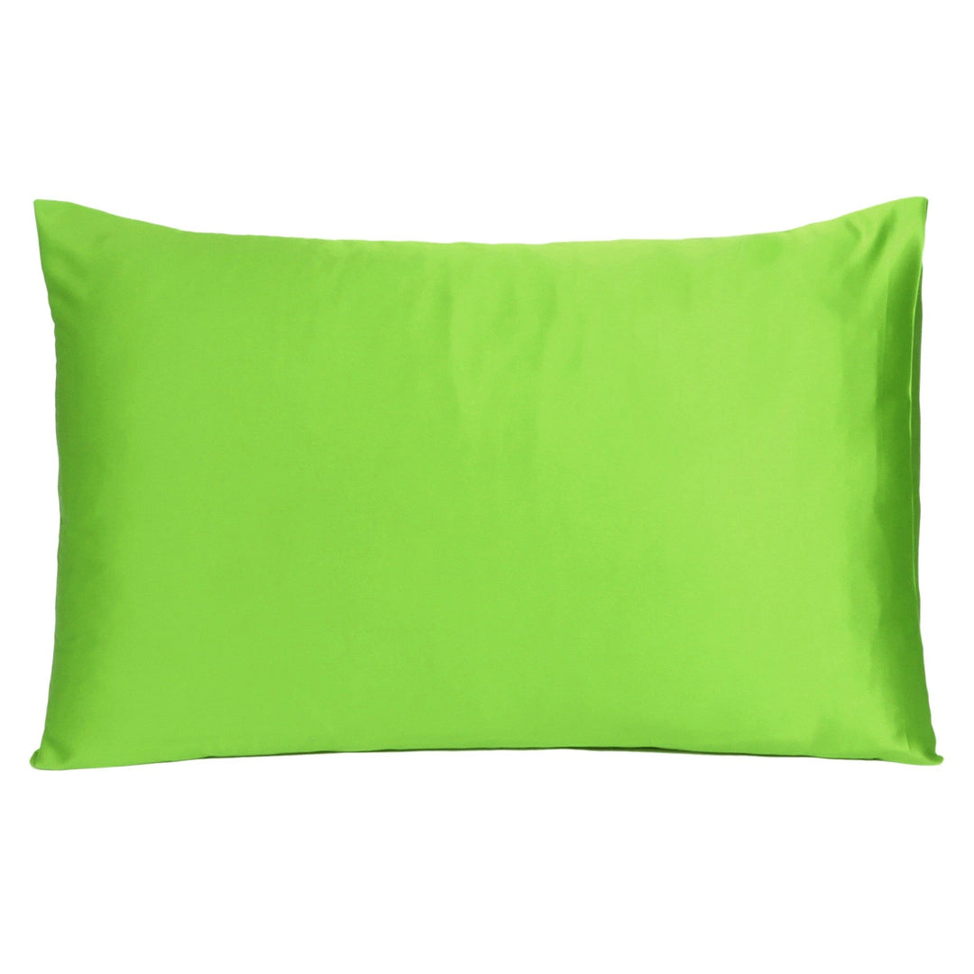 Bright Green Dreamy Set Of 2 Silky Satin King Pillowcases Image 3