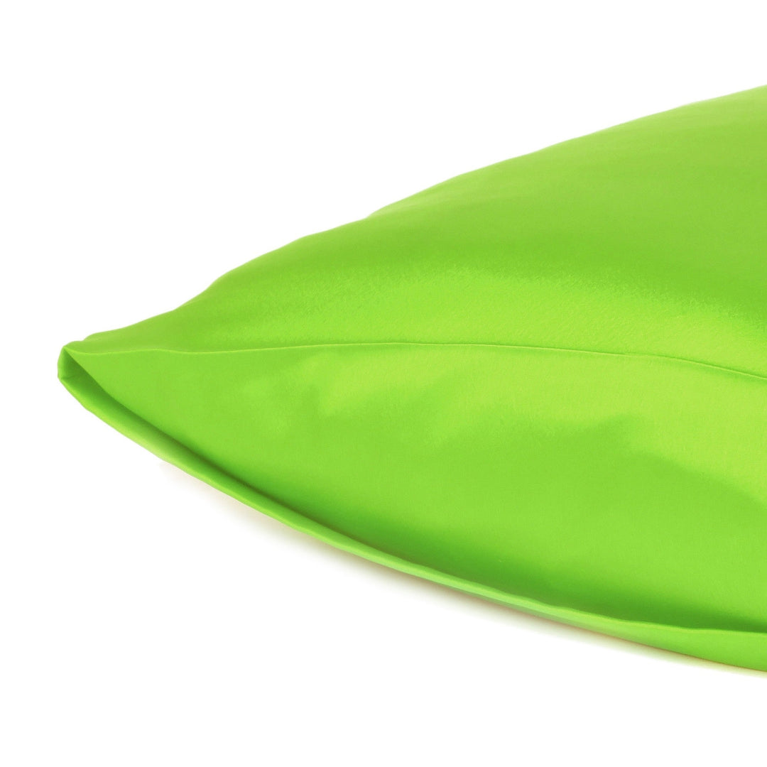 Bright Green Dreamy Set Of 2 Silky Satin King Pillowcases Image 5