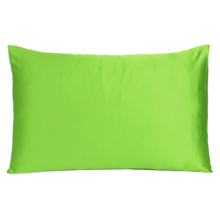 Bright Green Dreamy Set Of 2 Silky Satin Queen Pillowcases Image 3