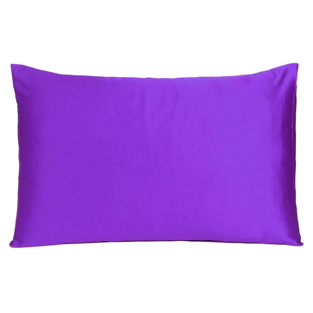 Bright Purple Dreamy Set Of 2 Silky Satin King Pillowcases Image 3