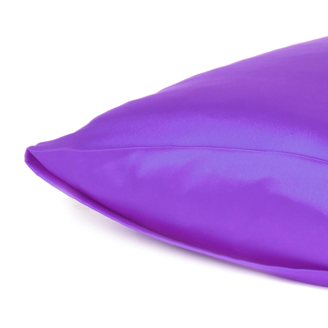 Bright Purple Dreamy Set Of 2 Silky Satin King Pillowcases Image 5