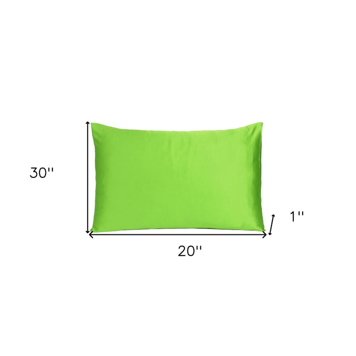 Bright Green Dreamy Set Of 2 Silky Satin Queen Pillowcases Image 7