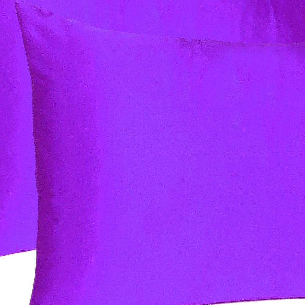 Bright Purple Dreamy Set Of 2 Silky Satin King Pillowcases Image 8