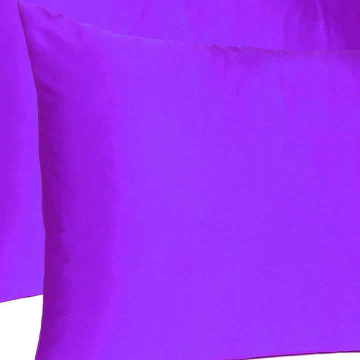 Bright Purple Dreamy Set Of 2 Silky Satin King Pillowcases Image 8