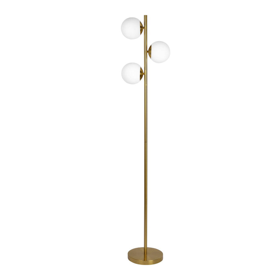 Brilliance Modern Gold Brush Floor Lamp, Opal Glass Shades and Round Metal Base Image 1